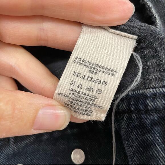 Free People Denim Hoodie Jacket With Grey Sweater Sleeve Womens S Blue Jean - Picture 9 of 10